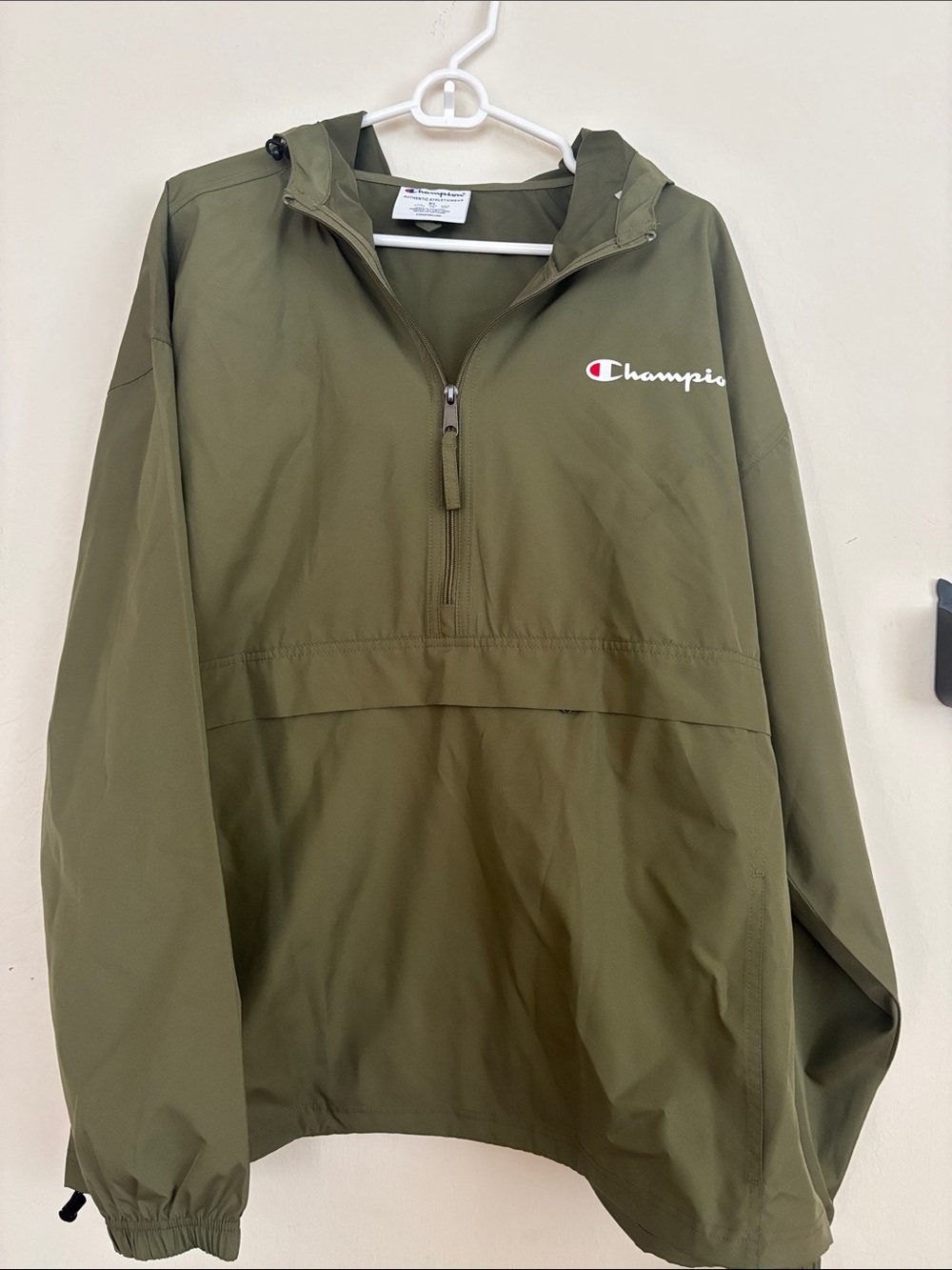 Champion Olive Green Pullover Windbreaker Jacket